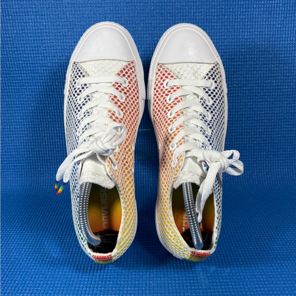 Converse White Mesh Sneakers with Rainbow Gradient Accents - Picture 5 of 12
